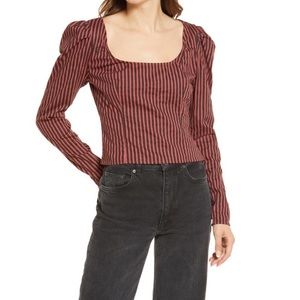 NWT Free People Caroline Stripe U-Neck Top